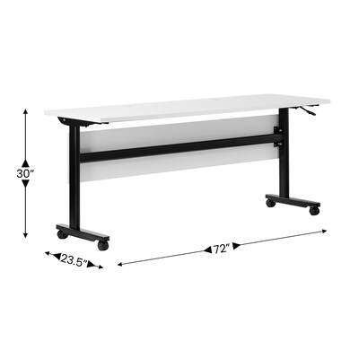 Flash Furniture Palmer 72"W x 24"D Foldable Training Room Table, Laminate, White Tabletop/Black Frame (MTM7224TLEGWB)