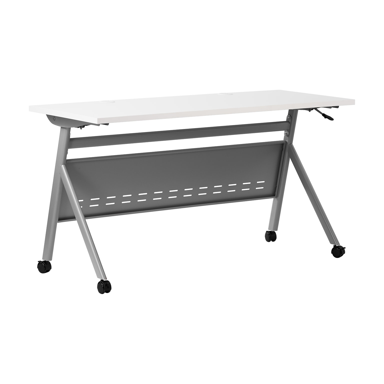 Flash Furniture Davis 60W x 24D Foldable Training Room Table, Laminate, White Tabletop/Gray Frame (MTM6024YLEGWG)