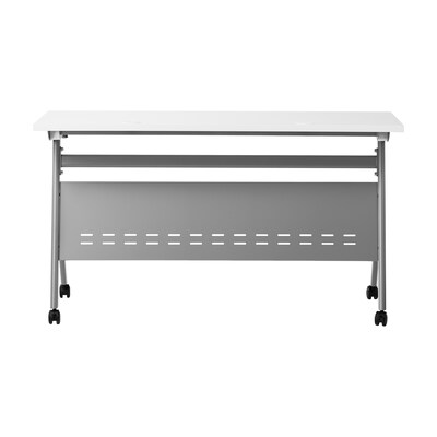 Flash Furniture Davis 60"W x 24"D Foldable Training Room Table, Laminate, White Tabletop/Gray Frame (MTM6024YLEGWG)