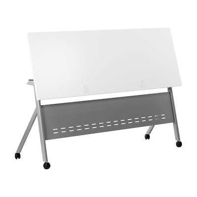 Flash Furniture Davis 60"W x 24"D Foldable Training Room Table, Laminate, White Tabletop/Gray Frame (MTM6024YLEGWG)