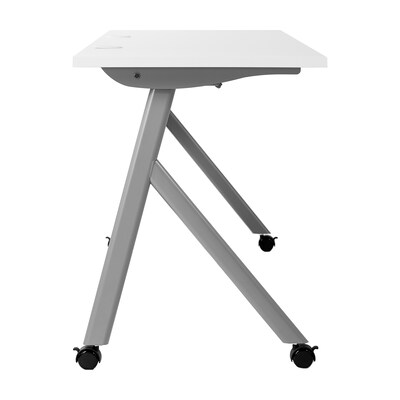 Flash Furniture Davis 60"W x 24"D Foldable Training Room Table, Laminate, White Tabletop/Gray Frame (MTM6024YLEGWG)