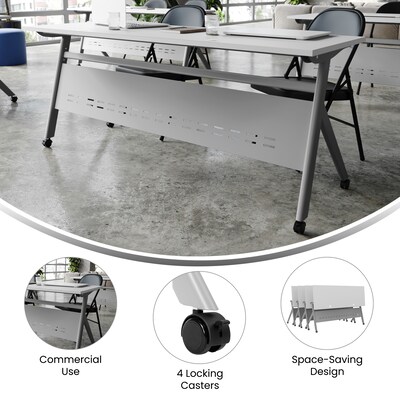 Flash Furniture Davis 72"W x 24"D Foldable Training Room Table, Laminate, Gray Tabletop/Gray Frame (MTM7224YLEGGG)