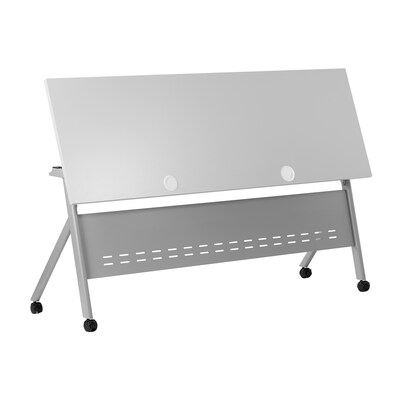 Flash Furniture Davis 72"W x 24"D Foldable Training Room Table, Laminate, Gray Tabletop/Gray Frame (MTM7224YLEGGG)