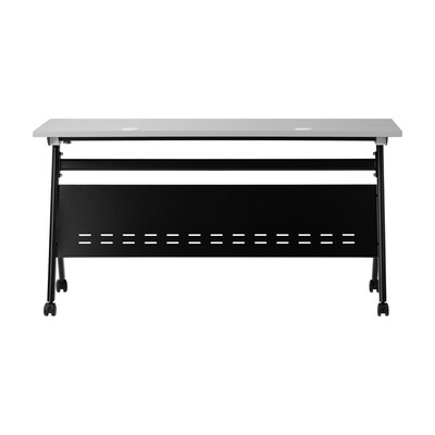 Flash Furniture Davis 60"W x 24"D Foldable Training Room Table, Laminate, Gray Tabletop/Black Frame (MTM6024YLEGGB)