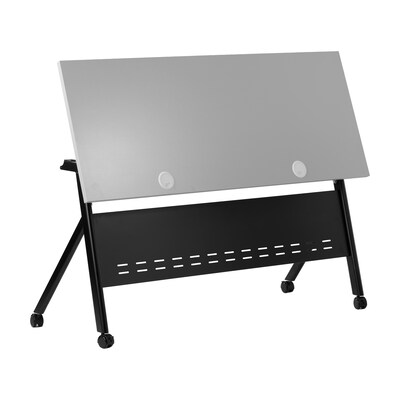 Flash Furniture Davis 60"W x 24"D Foldable Training Room Table, Laminate, Gray Tabletop/Black Frame (MTM6024YLEGGB)