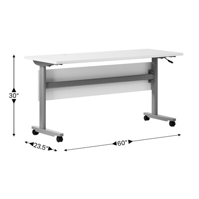 Flash Furniture Palmer 60"W x 24"D Foldable Training Room Table, Laminate, White Tabletop/Gray Frame (MTM6024TLEGWG)
