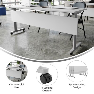Flash Furniture Palmer 72"W x 24"D Foldable Training Room Table, Laminate, Gray Tabletop/Gray Frame (MTM7224TLEGGG)