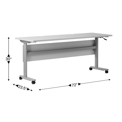Flash Furniture Palmer 72"W x 24"D Foldable Training Room Table, Laminate, Gray Tabletop/Gray Frame (MTM7224TLEGGG)