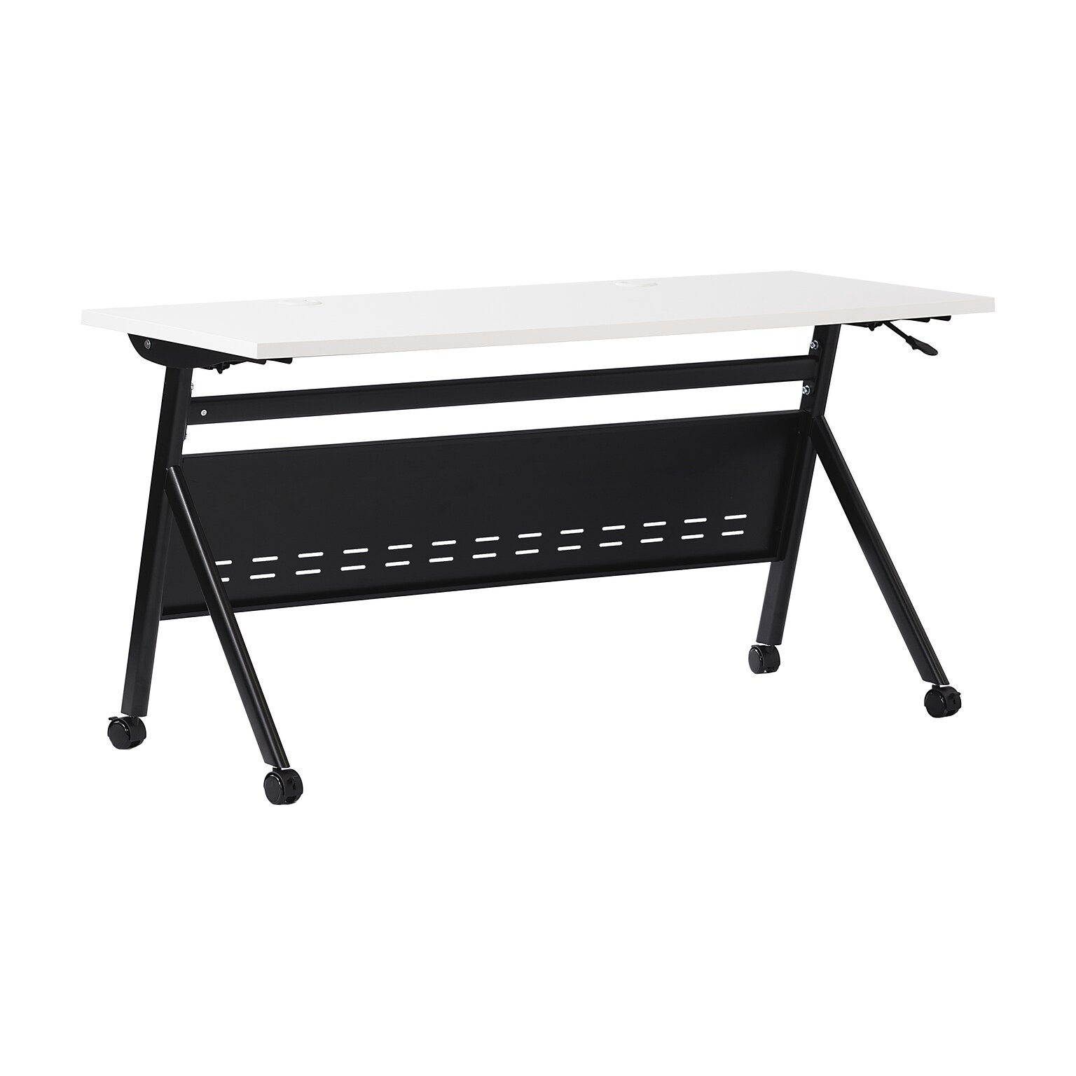 Flash Furniture Davis 60W x 24D Foldable Training Room Table, Laminate, White Tabletop/Black Frame (MTM6024YLEGWB)