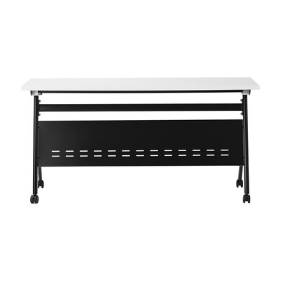 Flash Furniture Davis 60"W x 24"D Foldable Training Room Table, Laminate, White Tabletop/Black Frame (MTM6024YLEGWB)