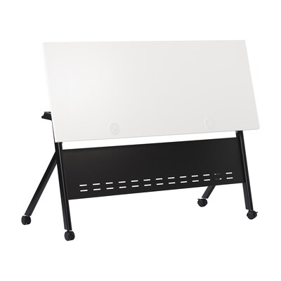 Flash Furniture Davis 60"W x 24"D Foldable Training Room Table, Laminate, White Tabletop/Black Frame (MTM6024YLEGWB)