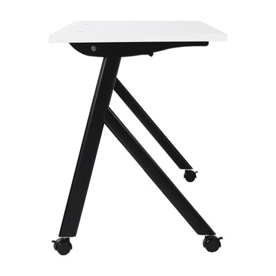 Flash Furniture Davis 60"W x 24"D Foldable Training Room Table, Laminate, White Tabletop/Black Frame (MTM6024YLEGWB)
