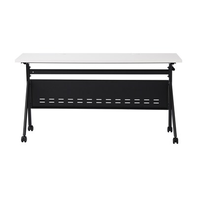 Flash Furniture Davis 60"W x 24"D Foldable Training Room Table, Laminate, White Tabletop/Black Frame (MTM6024YLEGWB)