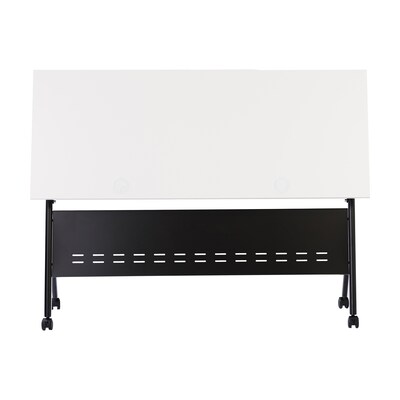 Flash Furniture Davis 60"W x 24"D Foldable Training Room Table, Laminate, White Tabletop/Black Frame (MTM6024YLEGWB)