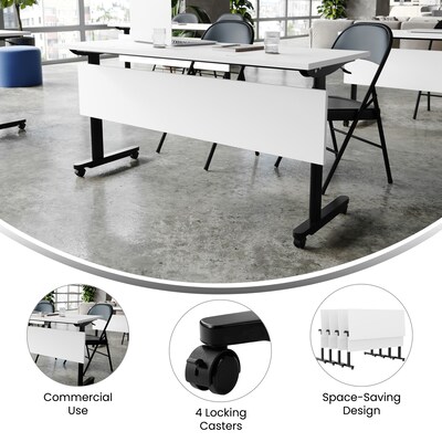 Flash Furniture Palmer 60"W x 24"D Foldable Training Room Table, Laminate, White Tabletop/Black Frame (MTM6024TLEGWB)