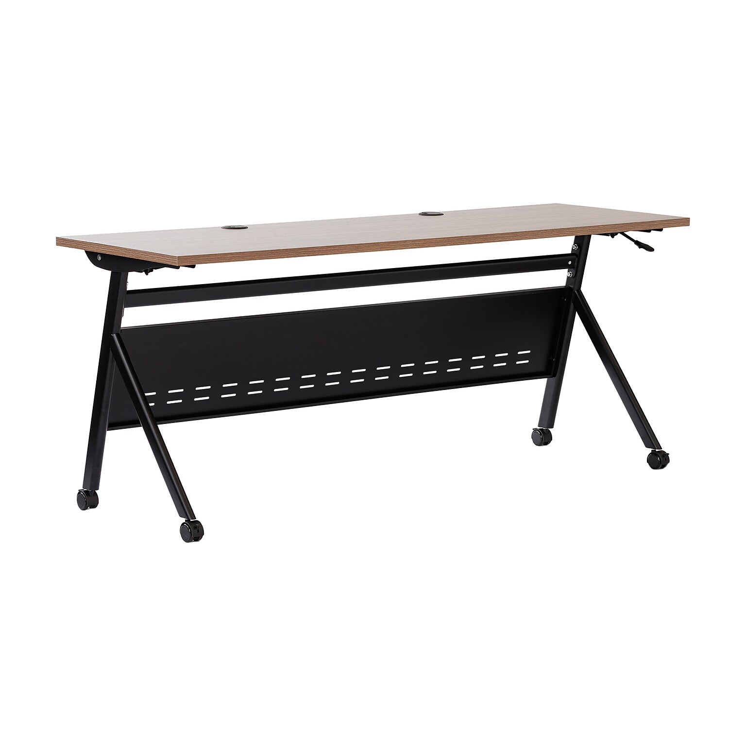 Flash Furniture Davis 72W x 24D Foldable Training Room Table, Laminate, Walnut Tabletop/Black Frame (MTM7224YLEGWLNB)