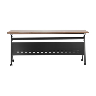 Flash Furniture Davis 72"W x 24"D Foldable Training Room Table, Laminate, Walnut Tabletop/Black Frame (MTM7224YLEGWLNB)