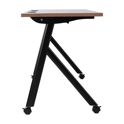 Flash Furniture Davis 72"W x 24"D Foldable Training Room Table, Laminate, Walnut Tabletop/Black Frame (MTM7224YLEGWLNB)