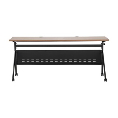 Flash Furniture Davis 72"W x 24"D Foldable Training Room Table, Laminate, Walnut Tabletop/Black Frame (MTM7224YLEGWLNB)