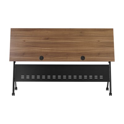 Flash Furniture Davis 72"W x 24"D Foldable Training Room Table, Laminate, Walnut Tabletop/Black Frame (MTM7224YLEGWLNB)