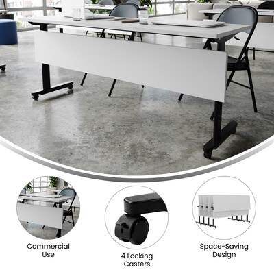 Flash Furniture Palmer 72"W x 24"D Foldable Training Room Table, Laminate, Gray Tabletop/Black Frame (MTM7224TLEGGB)