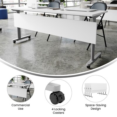 Flash Furniture Palmer 72"W x 24"D Foldable Training Room Table, Laminate, White Tabletop/Gray Frame (MTM7224TLEGWG)
