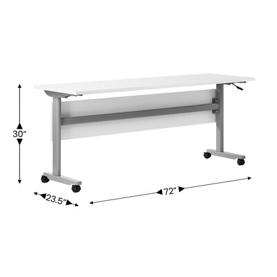 Flash Furniture Palmer 72"W x 24"D Foldable Training Room Table, Laminate, White Tabletop/Gray Frame (MTM7224TLEGWG)