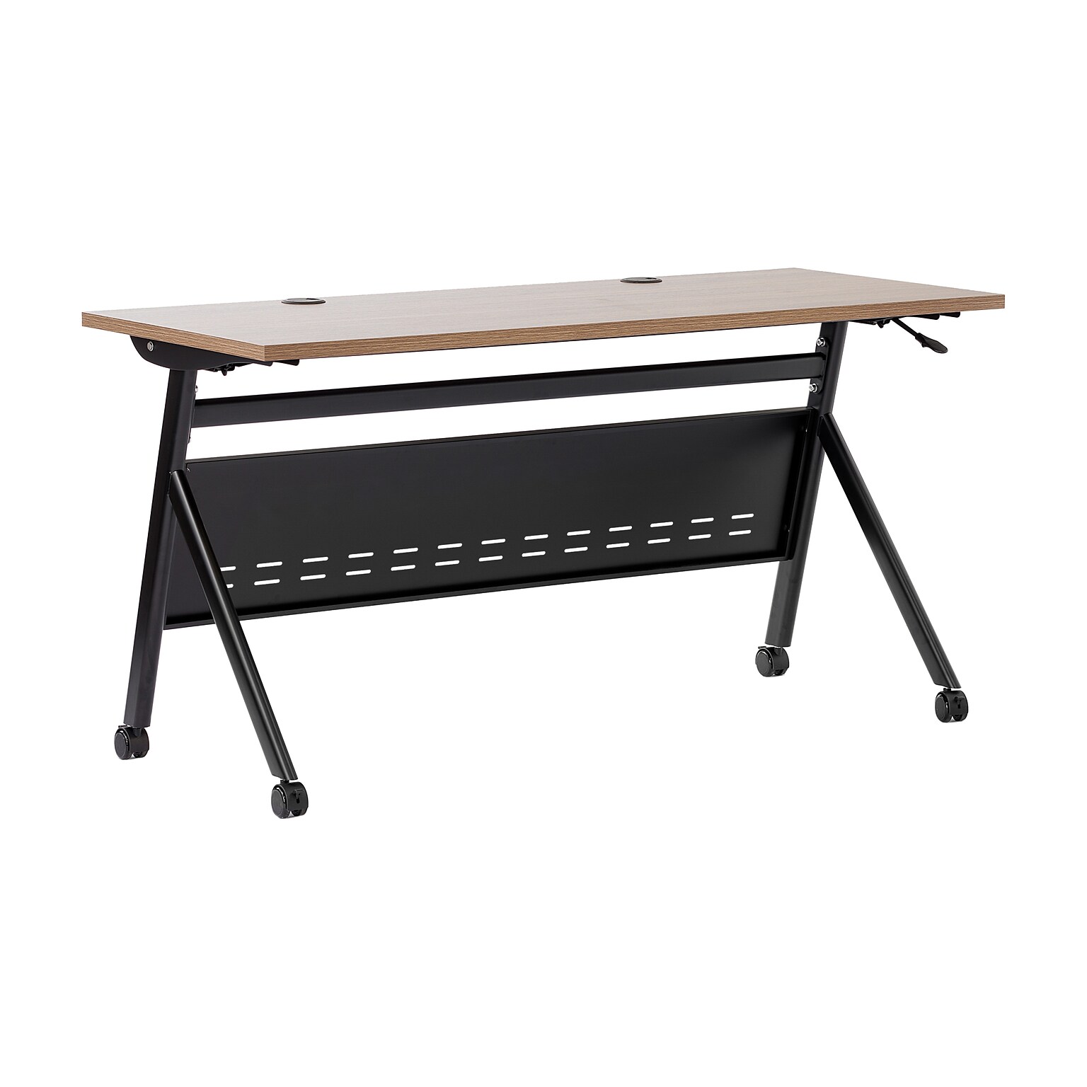 Flash Furniture Davis 60W x 24D Foldable Training Room Table, Laminate, Walnut Tabletop/Black Frame (MTM6024YLEGWLNB)