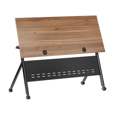 Flash Furniture Davis 60"W x 24"D Foldable Training Room Table, Laminate, Walnut Tabletop/Black Frame (MTM6024YLEGWLNB)