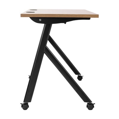 Flash Furniture Davis 60"W x 24"D Foldable Training Room Table, Laminate, Walnut Tabletop/Black Frame (MTM6024YLEGWLNB)