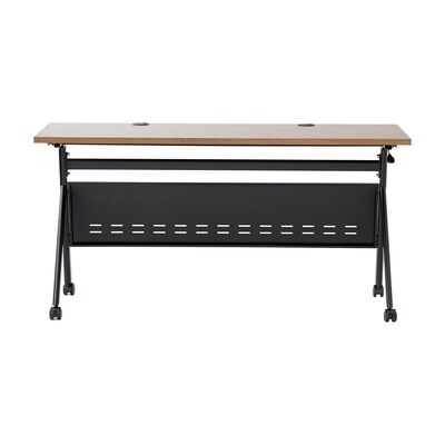 Flash Furniture Davis 60"W x 24"D Foldable Training Room Table, Laminate, Walnut Tabletop/Black Frame (MTM6024YLEGWLNB)