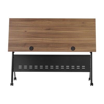 Flash Furniture Davis 60"W x 24"D Foldable Training Room Table, Laminate, Walnut Tabletop/Black Frame (MTM6024YLEGWLNB)