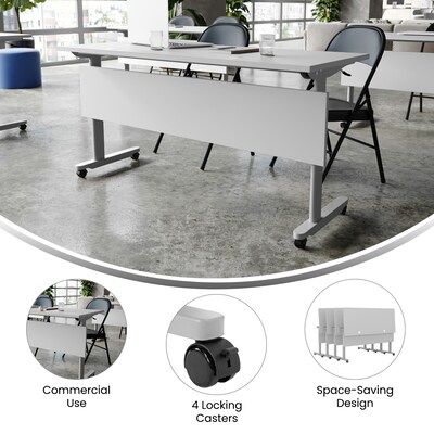 Flash Furniture Palmer 60"W x 24"D Foldable Training Room Table, Laminate, Gray Tabletop/Gray Frame (MTM6024TLEGGG)
