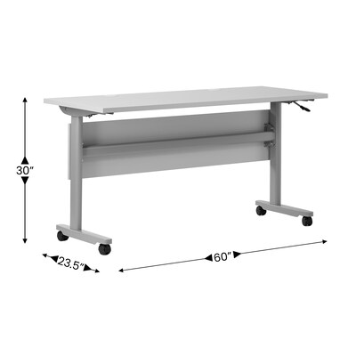 Flash Furniture Palmer 60"W x 24"D Foldable Training Room Table, Laminate, Gray Tabletop/Gray Frame (MTM6024TLEGGG)