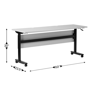 Flash Furniture Palmer 60"W x 24"D Foldable Training Room Table, Laminate, Gray Tabletop/Black Frame (MTM6024TLEGGB)