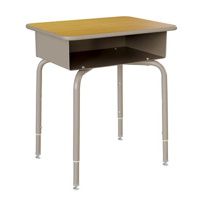Flash Furniture HERCULES 24"W Student Desk with Classroom Stack Chair, Maple Desktop/Silver Frame/Navy Chair (FDDESKGMPSCH3NB)