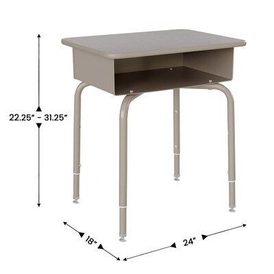 Flash Furniture HERCULES 24"W Student Desk with Classroom Stack Chair, Granite Desktop/Silver Frame/Navy Chair (FDDESKGYGSCH3NB)