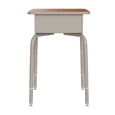 Flash Furniture HERCULES 24"W Student Desk with Classroom Stack Chair, Walnut Desktop/Silver Frame/Navy Chair (FDDESKGWASCH3NB)