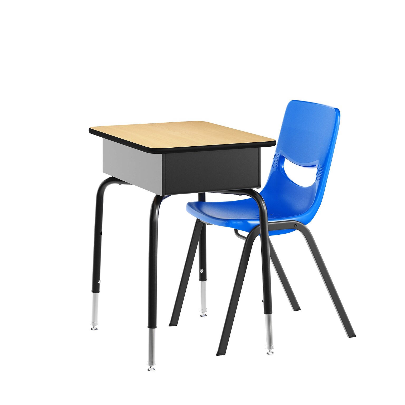 Flash Furniture HERCULES 24W Student Desk with Classroom Stack Chair, Natural Desktop/Black Frame/Navy Chair (FDDESKNABSCH3NB)