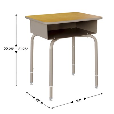 Flash Furniture HERCULES 24"W Student Desk with Classroom Stack Chair, Maple Desktop/Silver Frame/Black Chair (FDDESKGMPSCH3BB)