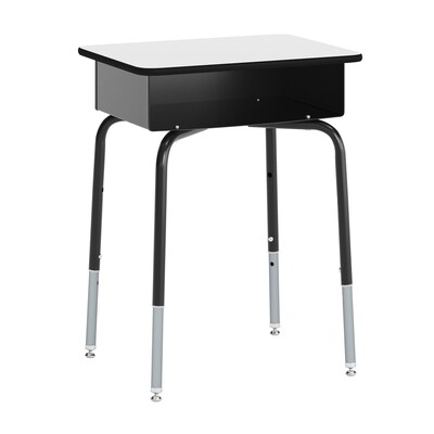 Flash Furniture HERCULES 24"W Student Desk with Classroom Stack Chair, Gray Desktop/Black Frame/Navy Chair (FDDESKGYBSCH3NB)