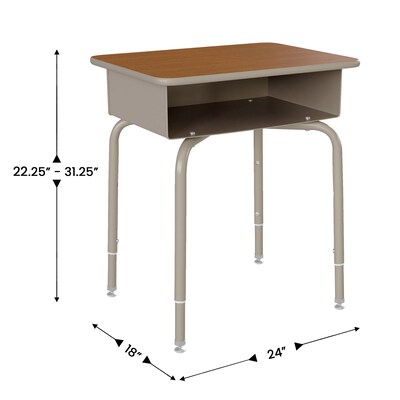Flash Furniture HERCULES 24"W Student Desk with Classroom Stack Chair, Walnut Desktop/Silver Frame/Black Chair (FDDESKGWASCH3BB)