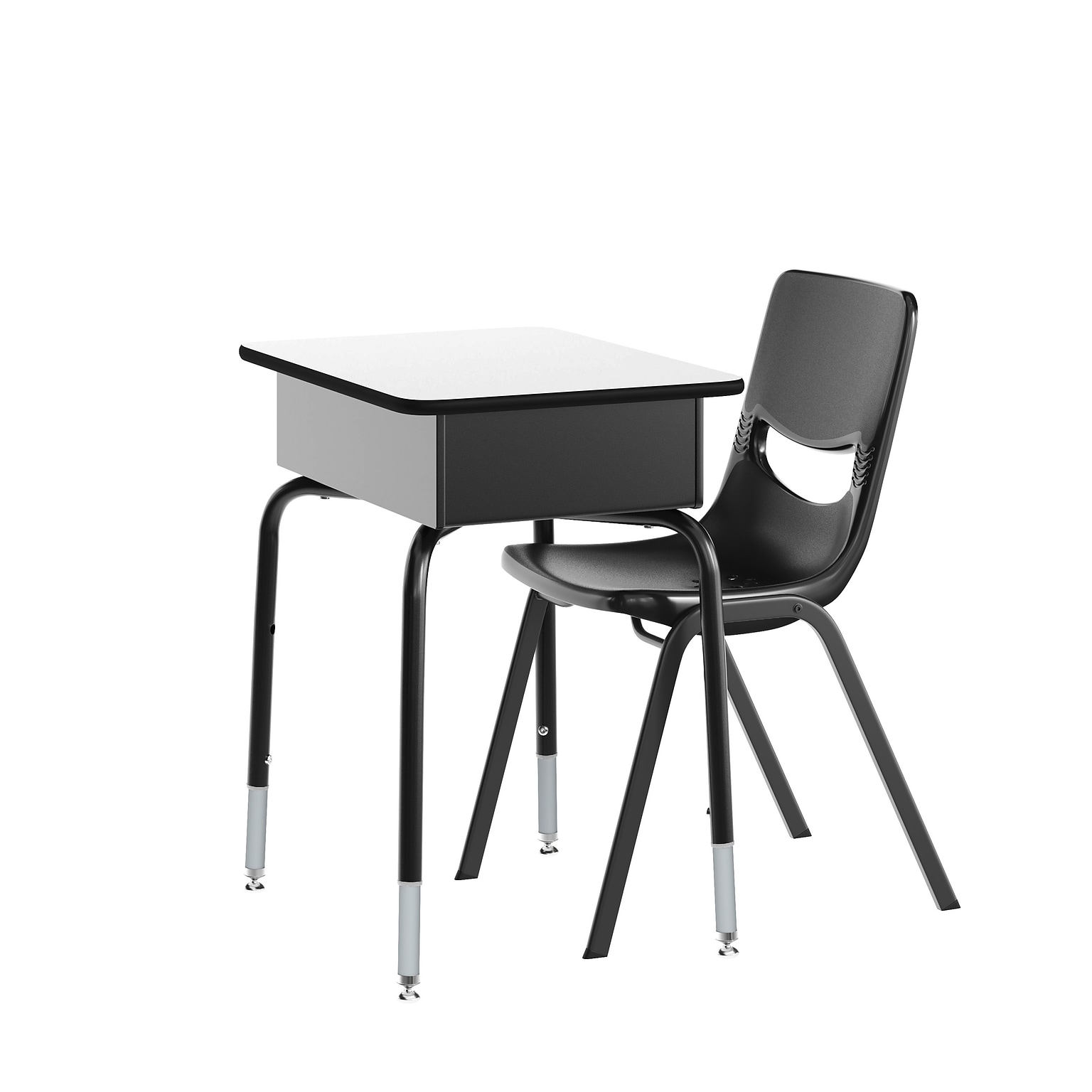 Flash Furniture HERCULES 24W Student Desk with Classroom Stack Chair, Gray Desktop/Black Frame/Black Chair(FDDESKGYBSCH3BB)