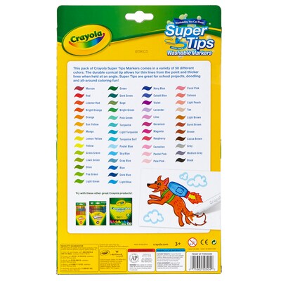 Crayola Super Tip Washable Marker Set, School Supplies for Teens, 20 Ct,  Art Gifts, Child Ages 3+ 