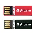 Verbatim 8GB Clip-It USB 2.0 Flash Drive, 2 Pack, Assorted Colors (99156)