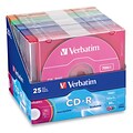 Verbatim Colors 94611 52x CD-R, Assorted Colors, 25/Pack