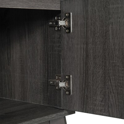 Flash Furniture Hatfield Mid-Century Modern TV Stand, Screens up to 65+", Black Wash (EMTV1801BK)