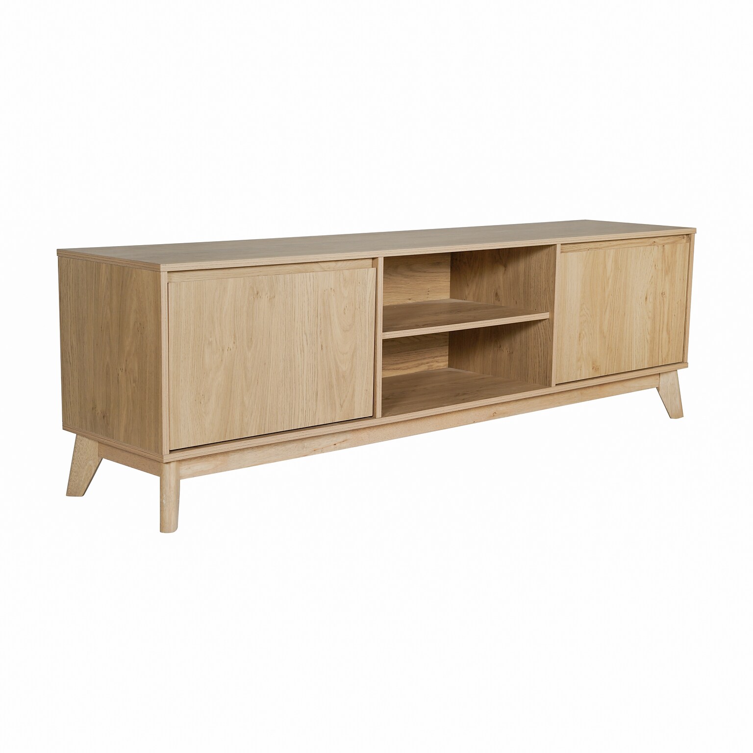 Flash Furniture Hatfield Mid-Century Modern TV Stand, Screens up to 65+, Light Natural (EMTV1801LTNAT)