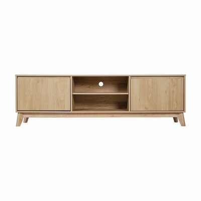 Flash Furniture Hatfield Mid-Century Modern TV Stand, Screens up to 65+", Light Natural (EMTV1801LTNAT)