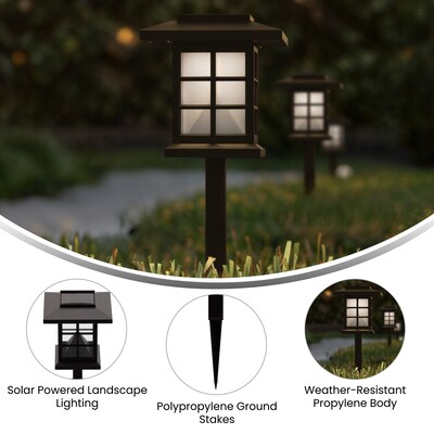 Flash Furniture Halsey LED Solar Lantern Style Pathway Lights, Brown (DNSL1068BR)